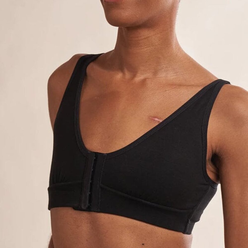 Rora Pocketed Front Closure Bra - Black